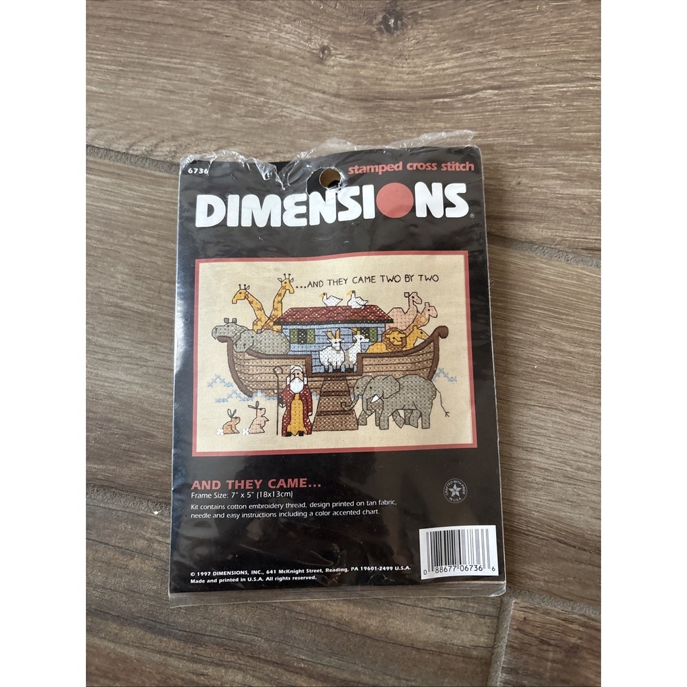 Vintage NEW Open Bag Dimensions Cross Stitch Kit Noah's Ark And They Came Two By